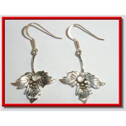 MOP Pearl Grape Leaf Sterling Silver Earrings #1942676