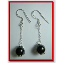 Black Onyx Dangle Sterling Silver  Earrings #1942678