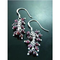 Amethyst Bead Cluster Sterling Silver  Earrings#1942683