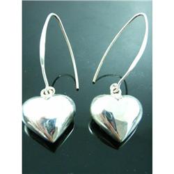 Puffed Heart Solid Sterling Silver Earrlings #1942685