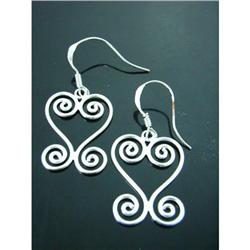 Solid  Dangle Sterling Silver Earrings #1942689