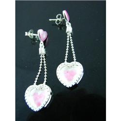 Heart Beaded Dangle Sterling Silver Earrings #1942700