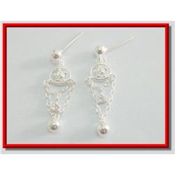 Rose & Chain Dangle Sterling Silver Earrings #1942703