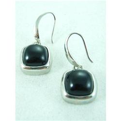 Black Onyx Dangle Sterling Silver Earrings #1942705