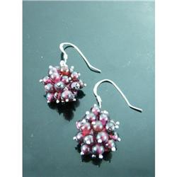 Amethyst Bead Cluster Sterling Silver Earrings #1942719