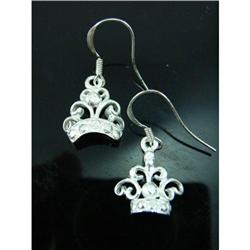 Crown Royalty Dangle Sterling Silver Earrings #1942720