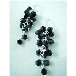 Crystal Bead Cluster Sterling Silver Earrings #1942729