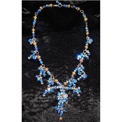 BLUE CRYSTAL BEAD NECKLACE/EARRING SET #1942775