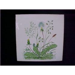 Vintage German Hand Painted Ceramic Tile #1942904