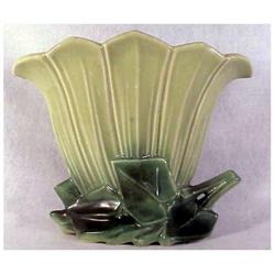 McCoy two tone chatreuse/green small fan vase #1943197