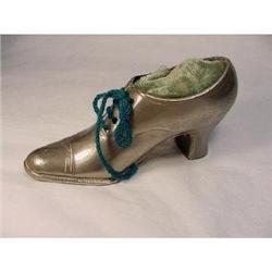 Edwardian Spelter Shoe Pin Cushion #1943201