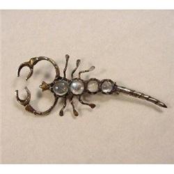 Silver and Moonstone Scorpion Brooch. #1943208