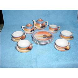 Vintage Japan Toy Lusterware Sunset Swans Tea #1943374