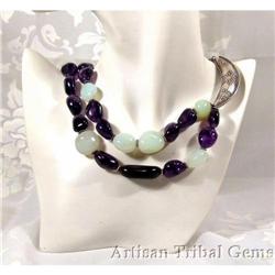 HUGE DOUBLE Amethyst Sterling Necklace 230 #1943570