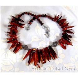 Awesome Cognac Baltic Amber Spike Necklace #1943576