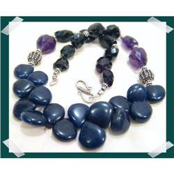 Sodalite teamed with STERLING Faceted amethyst #1943585