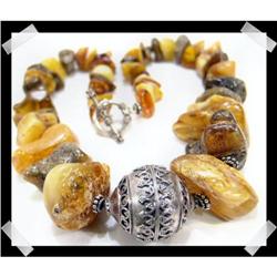 Handcrafted~Bold~Tribal Silver BALTIC amber #1943590
