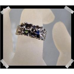 GRAND Artisan 10K WHITE GOLD Gemstone Ring~7 #1943613