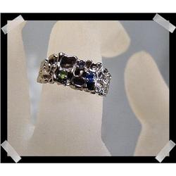 GRAND Artisan 10K WHITE GOLD Gemstone Ring~7 #1943613