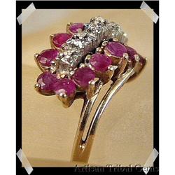 Diamond & Ruby Gemstone 10K Dinner Ring #1943614