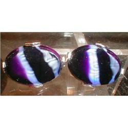 SWANK Glass CUFFlinks - Purple & Blue - VINTAGE#1943726