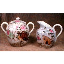 NIPPON Creamer Sugar HP Quail+Flowers ANTIQUE #1943753