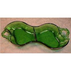 CAMBRIDGE Emerald GREEN 2-part Dish VINTAGE #1943760