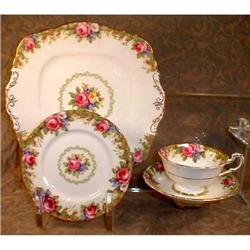 PARAGON Tapestry ROSE Trio + Square PLATE #1943822
