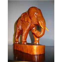 Wood elephant sculpture w wooden tusks! #1944391