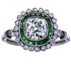 Image 1 : 1.51ct Cushion Cut Diamond & Emerald Antique#1945670