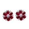 Image 1 : Ruby & Diamond Flower Antique Style Earrings #1945715