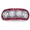 Image 1 : 4 Stone Diamond & Ruby Ring in Platinum #1945827