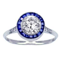 0.85ct Old European Diamond & Sapphire Antique#1945831