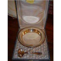 siver baby plate and spoon  #1957852