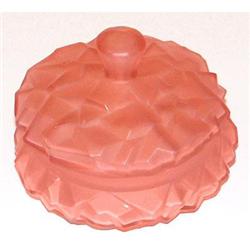 Pink CUBIC Art Deco Satin Glass Powder Jar #1958132