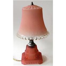 Art Deco Pink Depression Glass Vanity Lamp #1958149