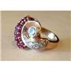 Image 1 : 14K  Gold Swirl Ring With Diamonds & Rubies #1958668