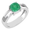 Image 1 : Certified 1.14 Ctw Emerlad And Diamond 14k White Gold H