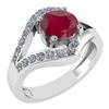 Image 1 : Certified 1.07 Ctw Ruby And Diamond VS/SI1 Halo Ring 14