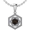 Certified 0.69 Ctw Smoky Quarzt And Diamond Platinum Ha