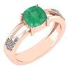 Certified 1.14 Ctw Emerlad And Diamond 14K Rose Gold Ha