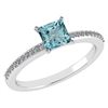 Certified 0.86 Ctw Aquamarine And Diamond 18k White Hal