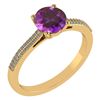 Certified 1.37 Ctw Amethyst And Diamond 14k Yellow Gold