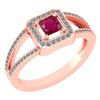 Image 1 : Certified 0.61 Ctw Ruby And Diamond 18k Rose Gold Halo