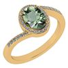 Image 1 : Certified 1.44 Ctw Green Amethyst And Diamond 14k Yello