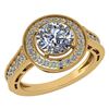 Image 1 : Certified 1.71 Ctw Diamond 14K Yellow Gold Halo Ring
