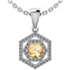 Image 1 : Certified 0.69 Ctw Citrine And Diamond 18K White Gold H