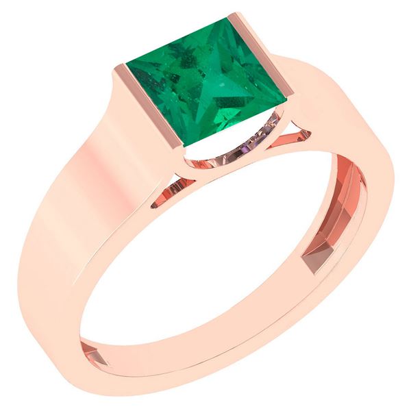 Certified 0.75 Ctw Emerlad 18k Rose Gold Ring