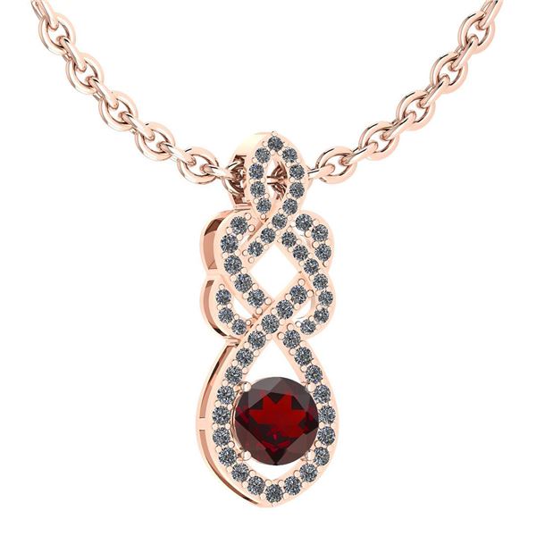 Certified 1.26 Ctw Garnet And Diamond VS/SI1 Necklace 1