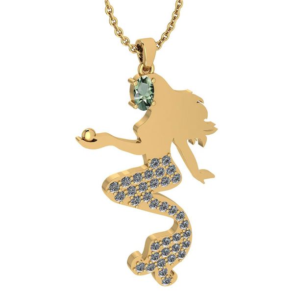 Certified 1.00 Ctw Green Amrthyst And Diamond Necklace